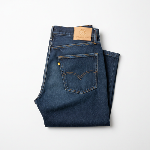 Denim Jean Trouser flat lay on white background